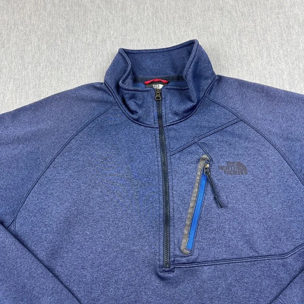 The‎ North Face Jacket Mens Large Blue Heathered 1/2 Zip Fleece Pullover Outdoor